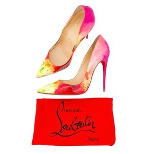 Christian Louboutin So Kate Patent Tie and Dye Pink Pigalle Heels Pumps 37.5